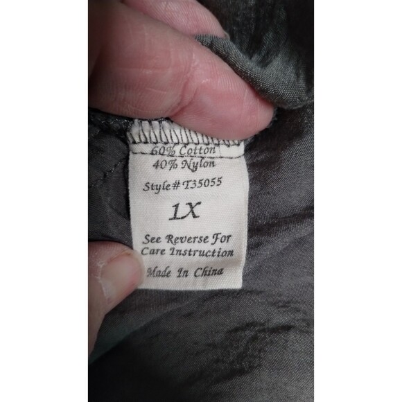 MINE TOO Women’s Tunic Layered Ruffle Collar Elastic Waist Silver Grey Top 1X - Picture 9 of 10